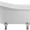 Casa Padrino Luxus Jugendstil Badewanne Weiß / Silber 150 x 75 x H. 78 cm - Freistehende Retro Acryl Badewanne - Retro Badezimmer Möbel