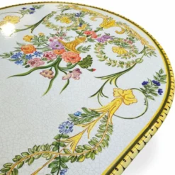 Casa Padrino Luxus Jugendstil Gartentisch Weiß / Bunt / Weiß 200 cm - Made in Italy