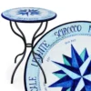 Casa Padrino Luxus Jugendstil Gartentisch Windrose Blau Ø 60 cm - Runder Esstisch aus handbemaltem Lavastein - Gastronomie Möbel - Made in Italy