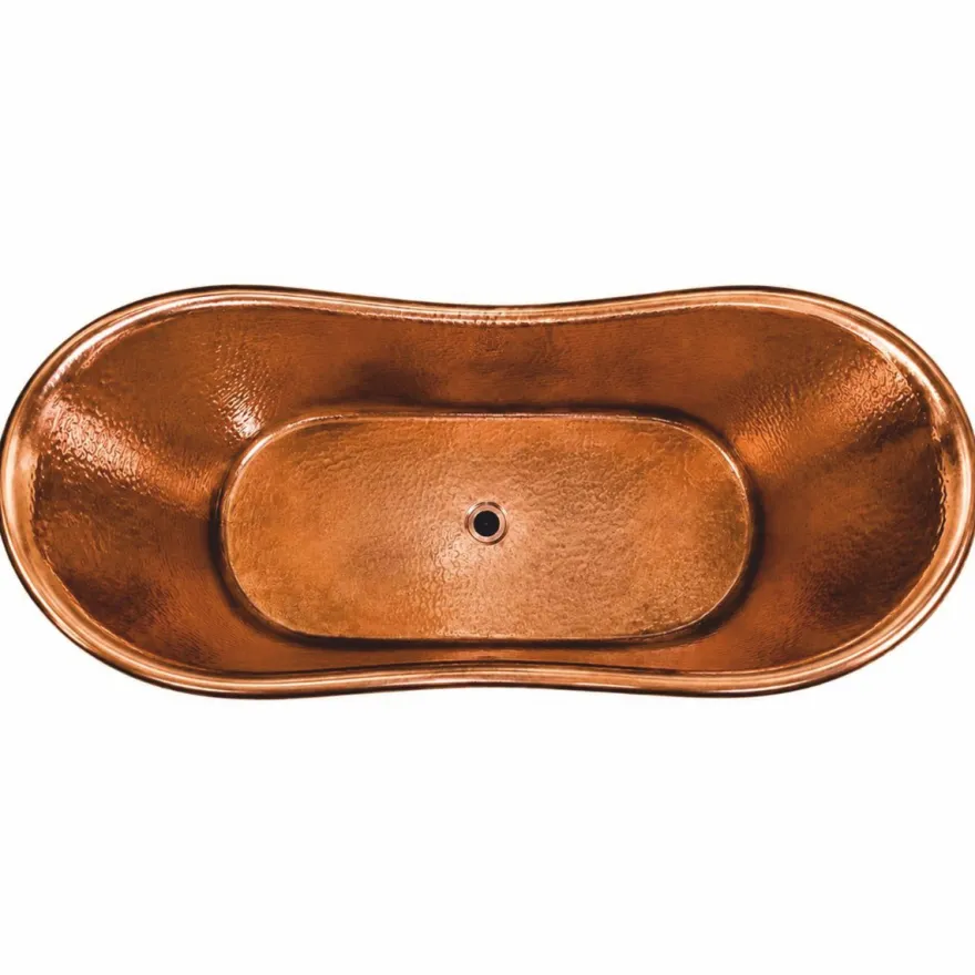 Casa Padrino Luxus Jugendstil Kupfer Badewanne 170 cm - Freistehende Retro Badewanne - Rustikal Kupfer Badezimmer Möbel