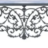 Casa Padrino Luxus Jugendstil Konsole Grau 150 x 45 x H. 90 cm - Handgefertigter Schmiedeeisen Konsolentisch mit Metall Tischplatte - Wohnzimmer Garten Terrassen Möbel