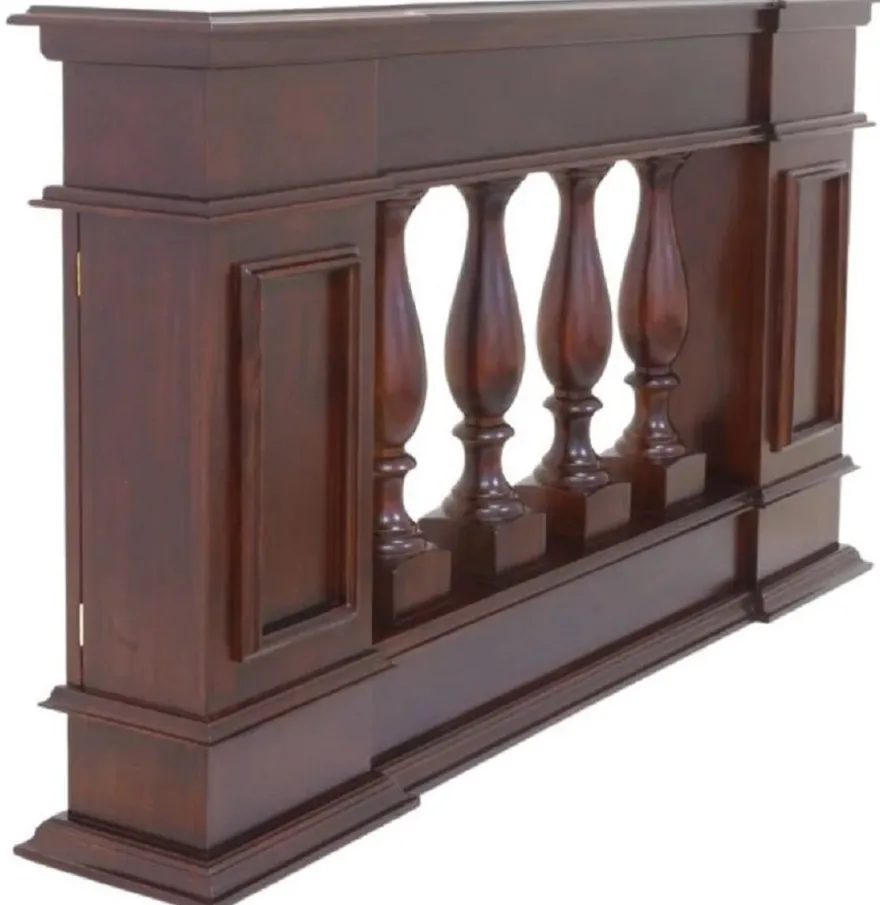 Casa Padrino Luxus Jugendstil Mahagoni Raumteiler Balustrade Dunkelbraun / Messing 180 x 30 x H. 100 cm - Massivholz Raumteiler - Barock & Jugendstil Mahagoni Möbel