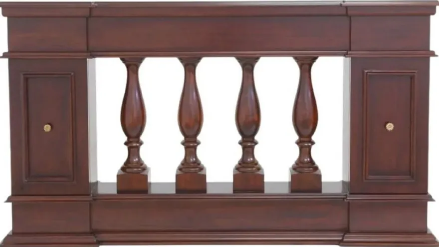 Casa Padrino Luxus Jugendstil Mahagoni Raumteiler Balustrade Dunkelbraun / Messing 180 x 30 x H. 100 cm - Massivholz Raumteiler - Barock & Jugendstil Mahagoni Möbel