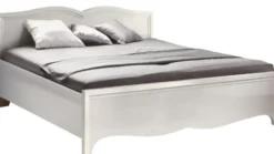 Casa Padrino Luxus Jugendstil Doppelbett Weiß 168 x 209,1 x H. 86 cm - Elegantes Massivholz Bett - Barock & Jugendstil Schlafzimmer Möbel