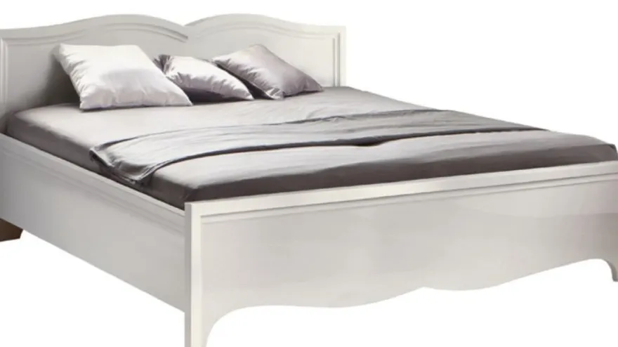 Casa Padrino Luxus Jugendstil Doppelbett Weiß 168 x 209,1 x H. 86 cm - Elegantes Massivholz Bett - Barock & Jugendstil Schlafzimmer Möbel