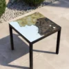 Casa Padrino Luxus Jugendstil Gartentisch Marmoriert Braun 70 × 70 cm - Quadratischer Esstisch aus handbemaltem Lavastein - Gastronomie Möbel - Made in Italy