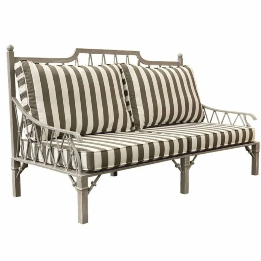 Casa Padrino Luxus Jugendstil Sofa Grau / Weiß 190 cm - Hotel & Garten Sofa