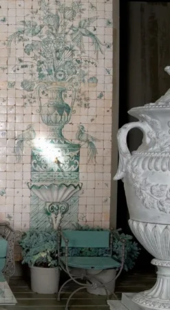 Casa Padrino Luxus Jugendstil Schmiedeeisen Gartenstuhl mit Armlehnen Grau / Grün H. 80 cm