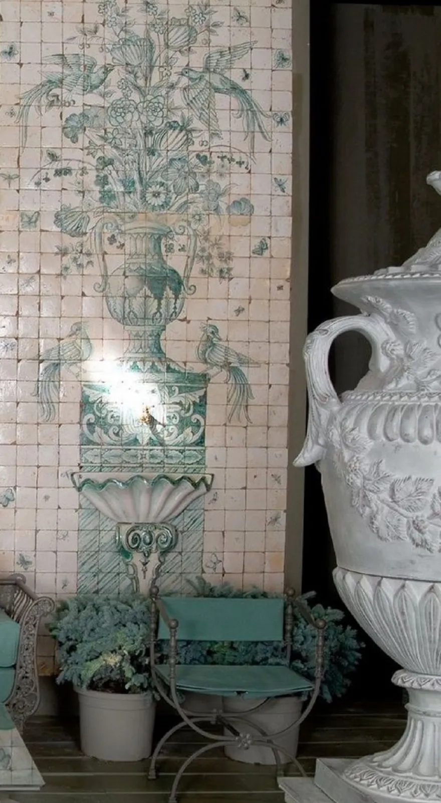 Casa Padrino Luxus Jugendstil Schmiedeeisen Gartenstuhl mit Armlehnen Grau / Grün H. 80 cm