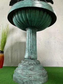 Casa Padrino Luxus Jugendstil Bronze Springbrunnen Kraniche Mehrfarbig 79 x 74 x H. 150 cm - Prunkvoller Gartenbrunnen - Gartendeko Brunnen - Barock & Jugendstil Garten Deko Accessoires