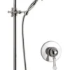 Casa Padrino Luxus Jugendstil Duscharmaturen Set mit Swarovski Kristallglas Silber - Einhelbelmischer mit Duschsäule und Handbrause - Retro Badezimmer Duschgarnitur
