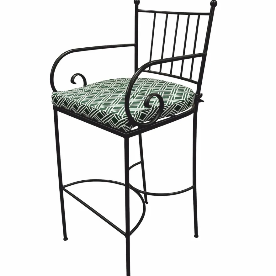 Casa Padrino Luxus Jugendstil Schmiedeeisen Barstuhl mit Armlehnen Schwarz / Grün H. 117 cm