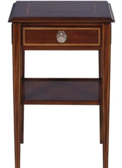 Casa Padrino Luxus Jugendstil Mahagoni Holz Wohnzimmer Beistelltisch mit Schublade Dunkelbraun / Gold 40 x 40 x H. 61 cm - Luxus Qualität
