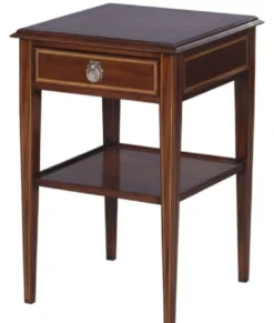 Casa Padrino Luxus Jugendstil Mahagoni Holz Wohnzimmer Beistelltisch mit Schublade Dunkelbraun / Gold 40 x 40 x H. 61 cm - Luxus Qualität
