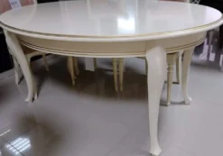 Casa Padrino Luxus Jugendstil Esstisch Cremefarben / Gold 160-360 x 110 x H. 78 cm - Ovaler Ausziehbarer Massivholz Esszimmertisch - Barock & Jugendstil Esszimmer Möbel