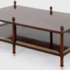 Casa Padrino Luxus Jugendstil Couchtisch Braun / Gold / Messingfarben 129 x 81 x H. 48 cm - Edler Mahagoni Wohnzimmertisch - Wohnzimmer Möbel - Luxus Qualität