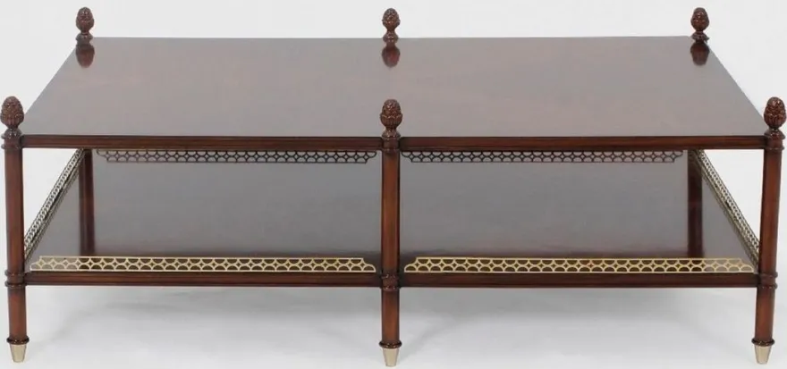 Casa Padrino Luxus Jugendstil Couchtisch Braun / Gold / Messingfarben 129 x 81 x H. 48 cm - Edler Mahagoni Wohnzimmertisch - Wohnzimmer Möbel - Luxus Qualität