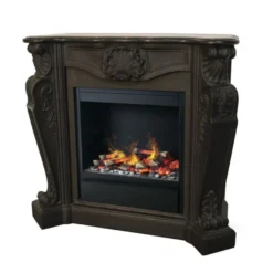 Casa Padrino Luxus Jugendstil Kamin Schwarz mit LED Wasserdampf Kamineinsatz 118 x 43 x H. 111 cm - Luxus Elektrokamin mit Dampffunktion