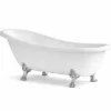 Casa Padrino Luxus Jugendstil Badewanne Weiß / Silber 170 cm - Made in Italy