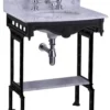 Casa Padrino Luxus Jugendstil Stand Waschtisch Weiß / Schwarz mit Marmorplatte, Höhe 957 mm