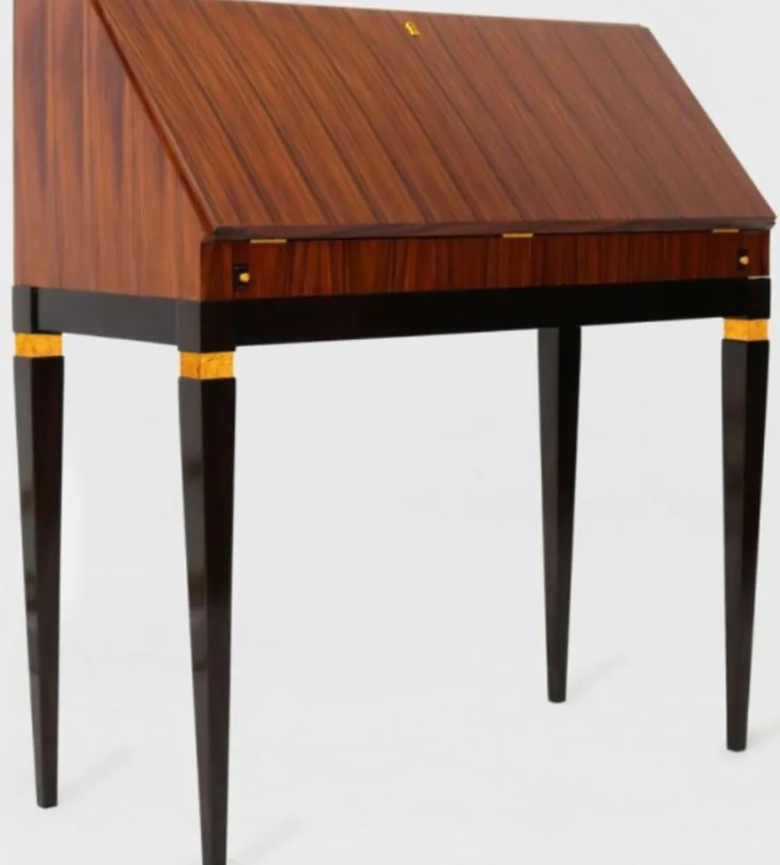 Casa Padrino Luxus Jugendstil Sekretär mit 9 Schubladen Braun / Schwarz / Grün / Gold 98 x 45 x H. 106 cm - Massivholz Schreibtisch - Barock & Jugendstil Büromöbel