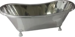 Casa Padrino Luxus Jugendstil Kupfer Badewanne Silber / Silber Verchromt 170 x 72 x H. 71 cm - Freistehende Retro Badewanne - Rustikale Kupfer Badezimmer Möbel