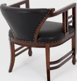 Casa Padrino Luxus Jugendstil Leder Sessel Schwarz / Dunkelbraun - Echtleder Wohnzimmer Sessel - Leder Möbel - Wohnzimmer Möbel - Barock Möbel - Jugendstil Möbel - Luxus Möbel im Jugendstil