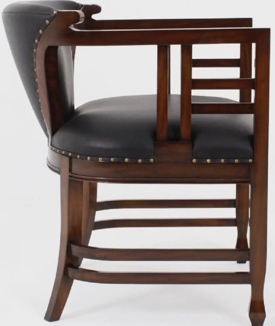 Casa Padrino Luxus Jugendstil Leder Sessel Schwarz / Dunkelbraun - Echtleder Wohnzimmer Sessel - Leder Möbel - Wohnzimmer Möbel - Barock Möbel - Jugendstil Möbel - Luxus Möbel im Jugendstil