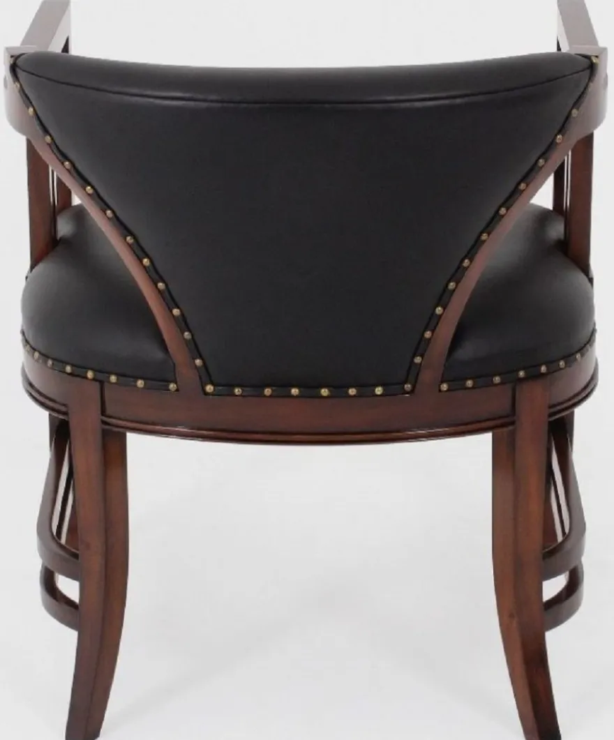Casa Padrino Luxus Jugendstil Leder Sessel Schwarz / Dunkelbraun - Echtleder Wohnzimmer Sessel - Leder Möbel - Wohnzimmer Möbel - Barock Möbel - Jugendstil Möbel - Luxus Möbel im Jugendstil