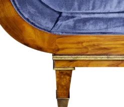 Casa Padrino Luxus Jugendstil 4er Samt Sofa Blau / Hellbraun - Edles Handgefertigtes Wohnzimmer Sofa - Barock & Jugendstil Wohnzimmer Möbel