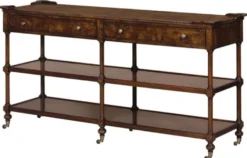 Casa Padrino Luxus Jugendstil Konsole Braun / Dunkelbraun 152 x 46 x H. 79 cm - Konsolentisch mit 2 Schubladen und Rollen