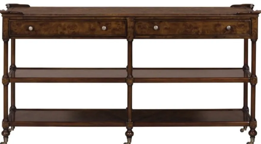 Casa Padrino Luxus Jugendstil Konsole Braun / Dunkelbraun 152 x 46 x H. 79 cm - Konsolentisch mit 2 Schubladen und Rollen