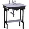 Casa Padrino Luxus Jugendstil Stand Waschtisch Weiß / Schwarz mit Marmorplatte - Höhe 805 mm, Breite 650 mm, Tiefe 575 mm
