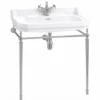 Casa Padrino Luxus Jugendstil Waschtisch Weiß / Silber 80 x 51 x H. 90 cm - Badezimmer Möbel