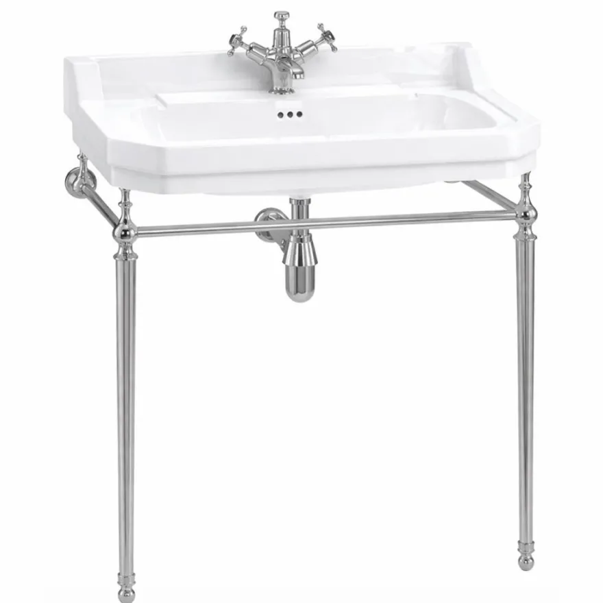 Casa Padrino Luxus Jugendstil Waschtisch Weiß / Silber 80 x 51 x H. 90 cm - Badezimmer Möbel