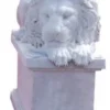 Casa Padrino Luxus Jugendstil Marmor Skulptur Löwe schaut nach rechts Weiß 150 cm - Wetterbeständige Garten & Terrassen Dekofigur mit Sockel - Prunkvolle Garten & Terrassen Deko
