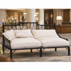 Casa Padrino Luxus Jugendstil Sofa Schwarz / Creme 190 cm - Garten & Hotel Möbel