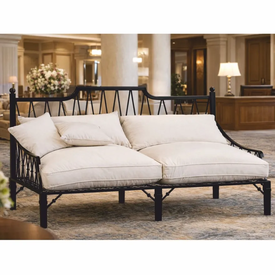 Casa Padrino Luxus Jugendstil Sofa Schwarz / Creme 190 cm - Garten & Hotel Möbel