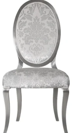 Casa Padrino Luxus Jugendstil Esszimmerstuhl 6er Set Silber / Grau / Silber 51 x 48 x H. 106 cm - Elegante Küchenstühle mit Muster - Barock & Jugendstil Esszimmer Möbel - Luxus Qualität