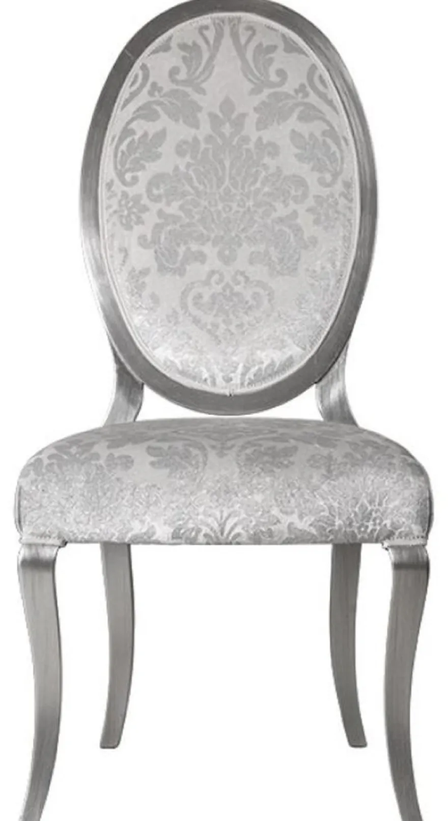 Casa Padrino Luxus Jugendstil Esszimmerstuhl 6er Set Silber / Grau / Silber 51 x 48 x H. 106 cm - Elegante Küchenstühle mit Muster - Barock & Jugendstil Esszimmer Möbel - Luxus Qualität