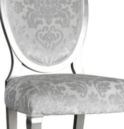 Casa Padrino Luxus Jugendstil Esszimmerstuhl 6er Set Silber / Grau / Silber 51 x 48 x H. 106 cm - Elegante Küchenstühle mit Muster - Barock & Jugendstil Esszimmer Möbel - Luxus Qualität