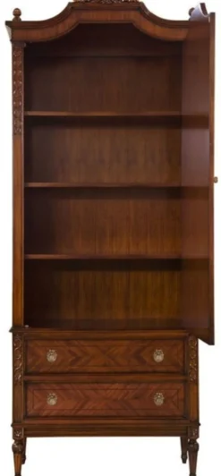 Casa Padrino Luxus Jugendstil Kleiderschrank Dunkelbraun - Handgefertigter Massivholz Schlafzimmerschrank mit Tür & 2 Schubladen - Barock & Jugendstil Schlafzimmer Möbel