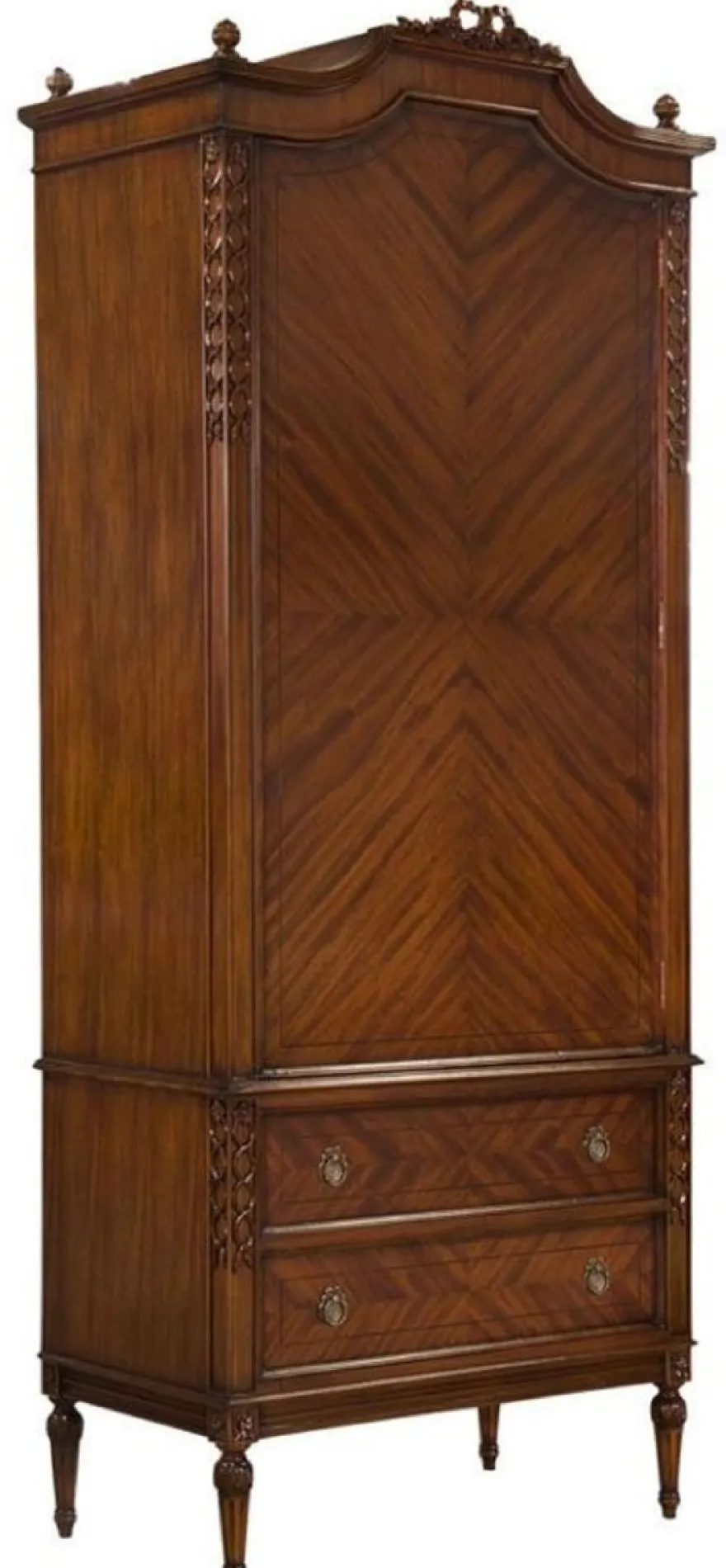 Casa Padrino Luxus Jugendstil Kleiderschrank Dunkelbraun - Handgefertigter Massivholz Schlafzimmerschrank mit Tür & 2 Schubladen - Barock & Jugendstil Schlafzimmer Möbel