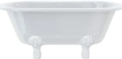 Casa Padrino Luxus Jugendstil Badewanne Weiß / Weiß 150 x 75 x H. 63,5 cm - Freistehende Retro Acryl Badewanne - Retro Badezimmer Möbel