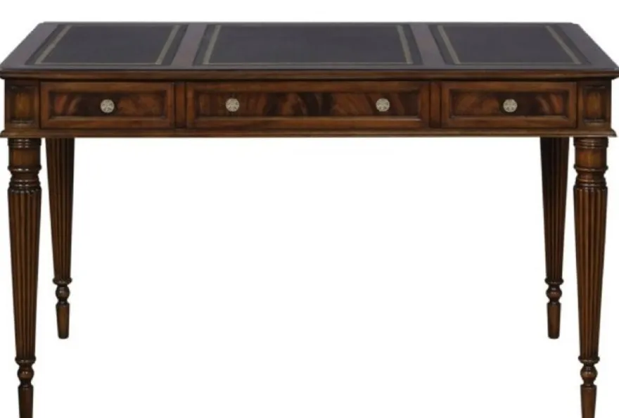 Casa Padrino Luxus Jugendstil Mahagoni Schreibtisch mit 3 Schubladen Dunkelbraun / Schwarz / Gold 126 x 73 x H. 75 cm - Büromöbel - Luxus Qualität