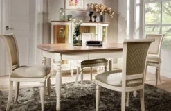 Casa Padrino Luxus Jugendstil Esszimmer Set Braun / Gold / Creme - 1 Ausziehbarer Jugendstil Esstisch & 4 Jugendstil Esszimmerstühle - Luxus Esszimmer Möbel im Jugendstil