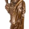 Casa Padrino Luxus Jugendstil Bronze Skulptur Dame Bronzefarben / Schwarz 29 x 24,8 x H. 85 cm - Elegante Bronzefigur mit Marmorsockel - Barock & Jugendstil Deko Accessoires