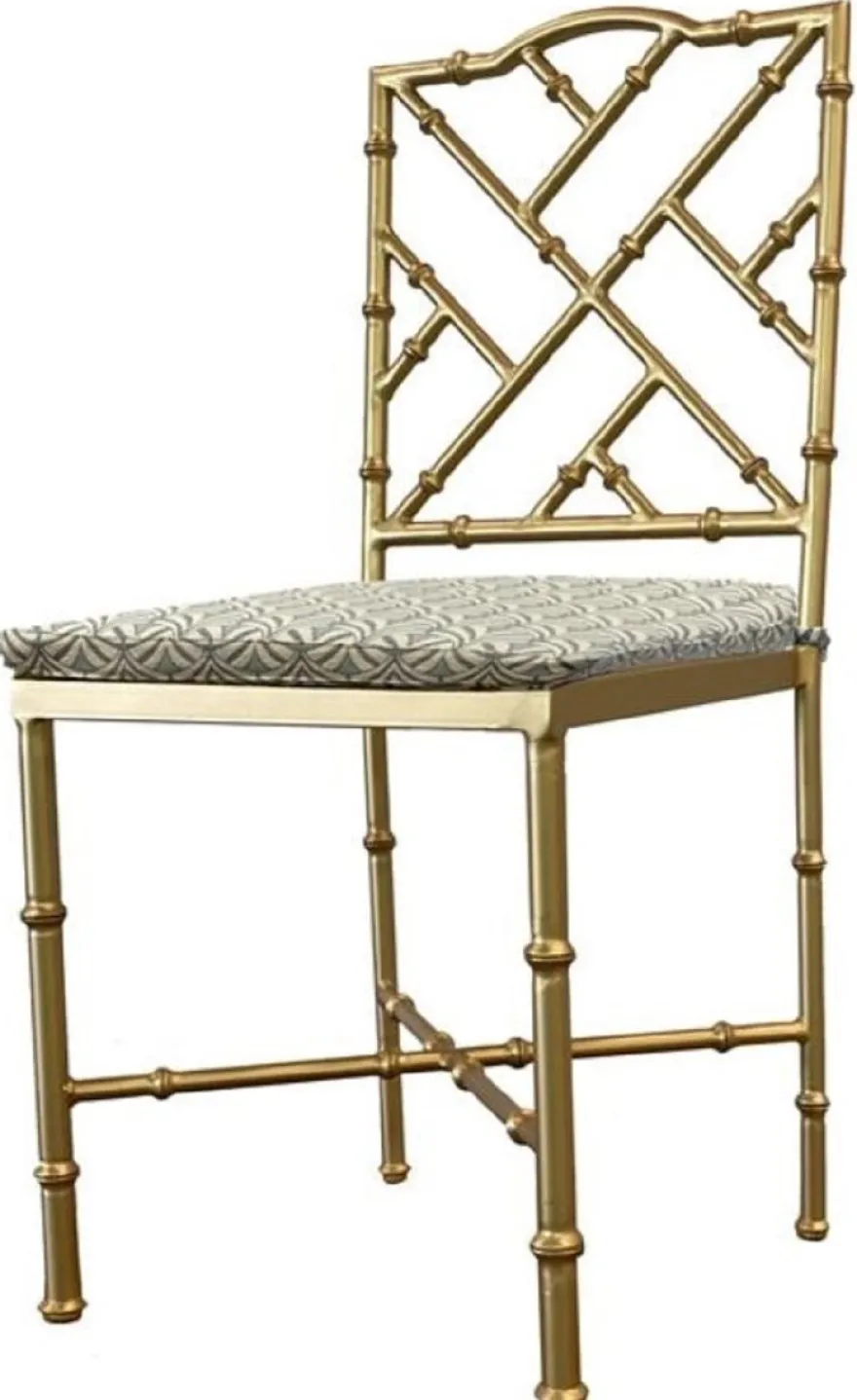 Casa Padrino Luxus Jugendstil Schmiedeeisen Gartenstuhl Gold / Grün H. 98 cm