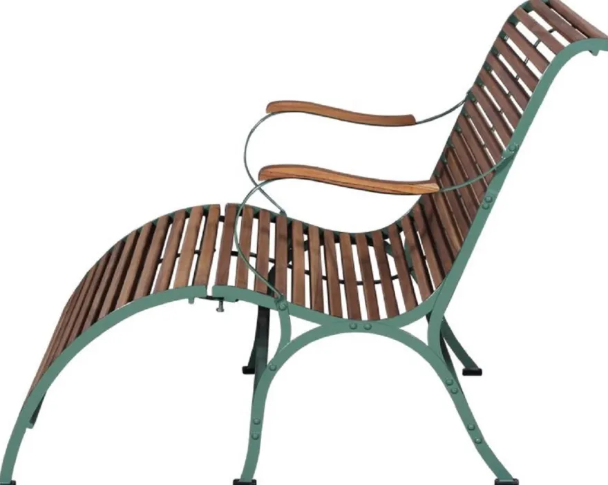 Casa Padrino Luxus Jugendstil Gartenbank Braun / Grün 107 x 150 x H. 91 cm - Garten & Terrassen Sitzbank mit Armlehnen und Fußstütze - Jugendstil Garten & Terrassen Möbel