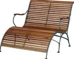 Casa Padrino Luxus Jugendstil Gartenbank Braun / Grün 107 x 150 x H. 91 cm - Garten & Terrassen Sitzbank mit Armlehnen und Fußstütze - Jugendstil Garten & Terrassen Möbel